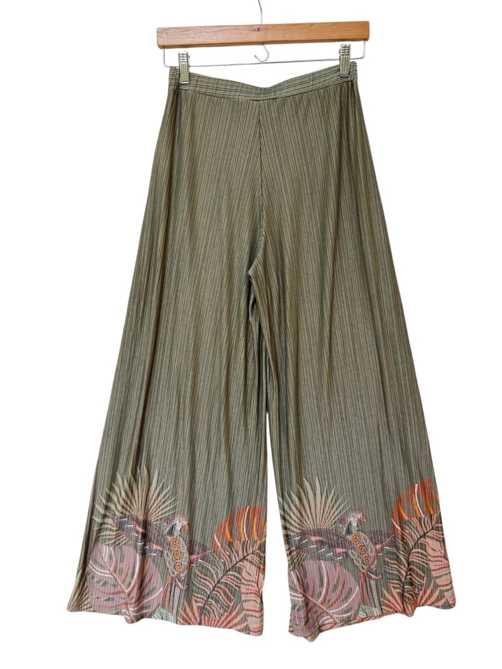 FARM Rio Anthropologie Guadaluope Green Wide-Leg Pants Sz XS - Picture 5 of 7